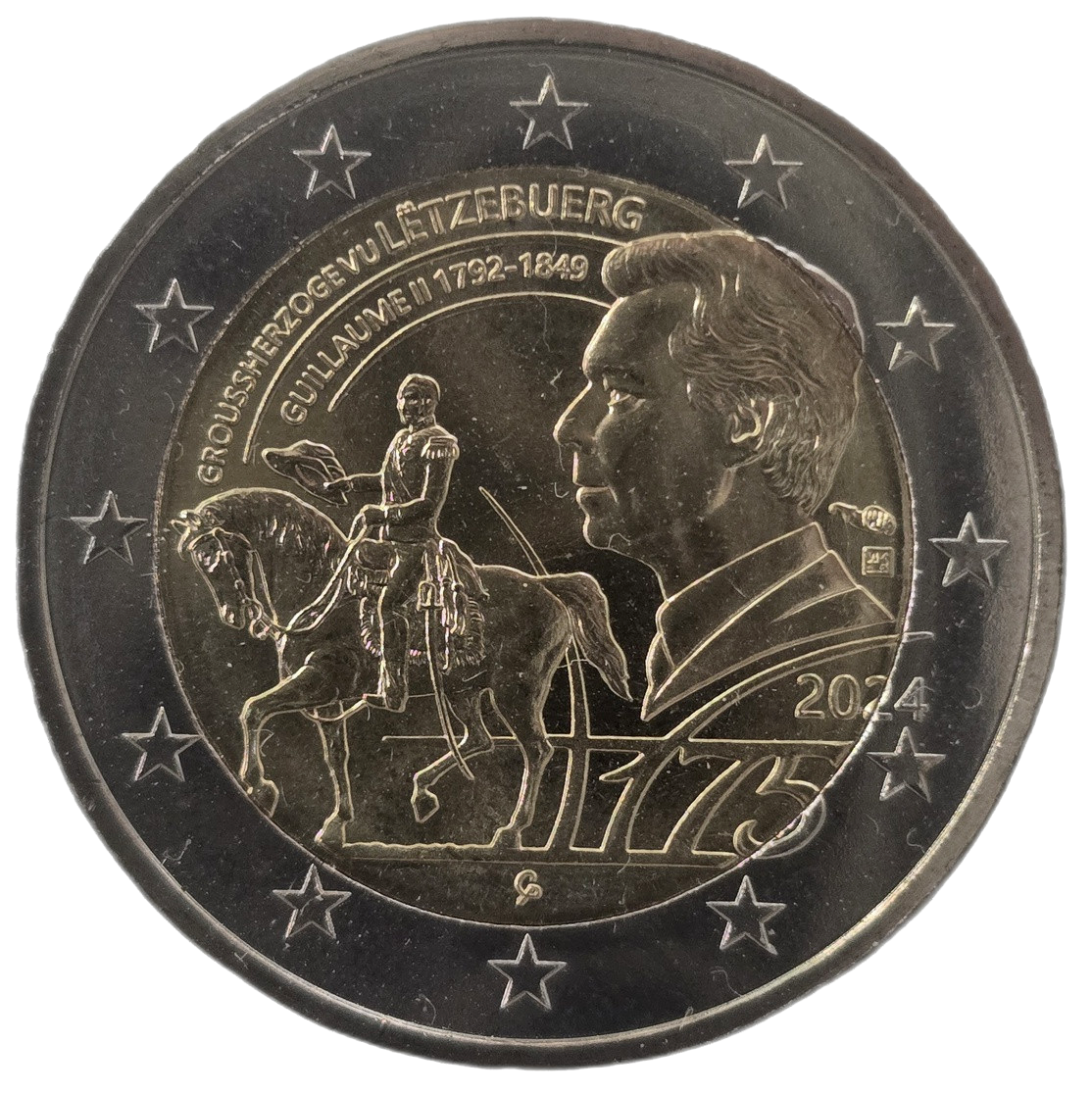 2 euros conmemorativa 175 aniversario de la muerte del Gran Duque Guillermo II